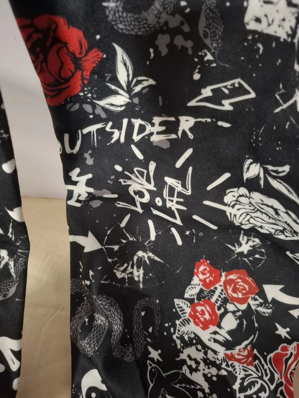 Fresh Kids Black Joggers with Red Rose Graphic